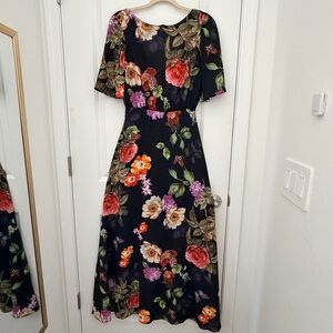 Alexia Admor | Black Floral Midi Dress with Multicolor Blooms